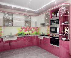 Розовая кухня глянец